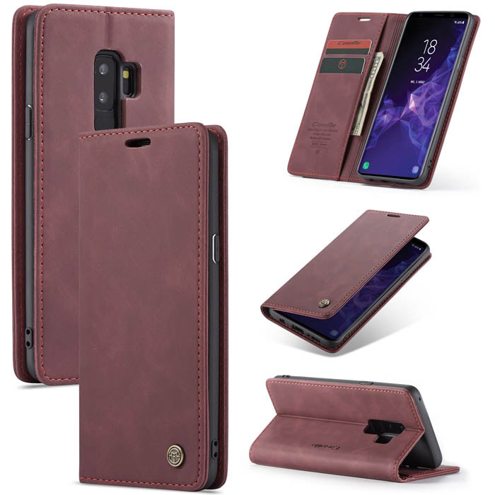 CaseMe Samsung Galaxy S9 Plus Wallet Kickstand Case Red - Click Image to Close