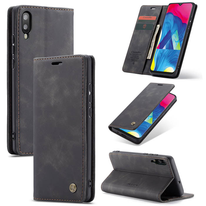 CaseMe Samsung Galaxy M10 Wallet Magnetic Kickstand Case Black - Click Image to Close