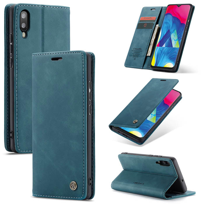 CaseMe Samsung Galaxy M10 Wallet Magnetic Kickstand Case Blue - Click Image to Close