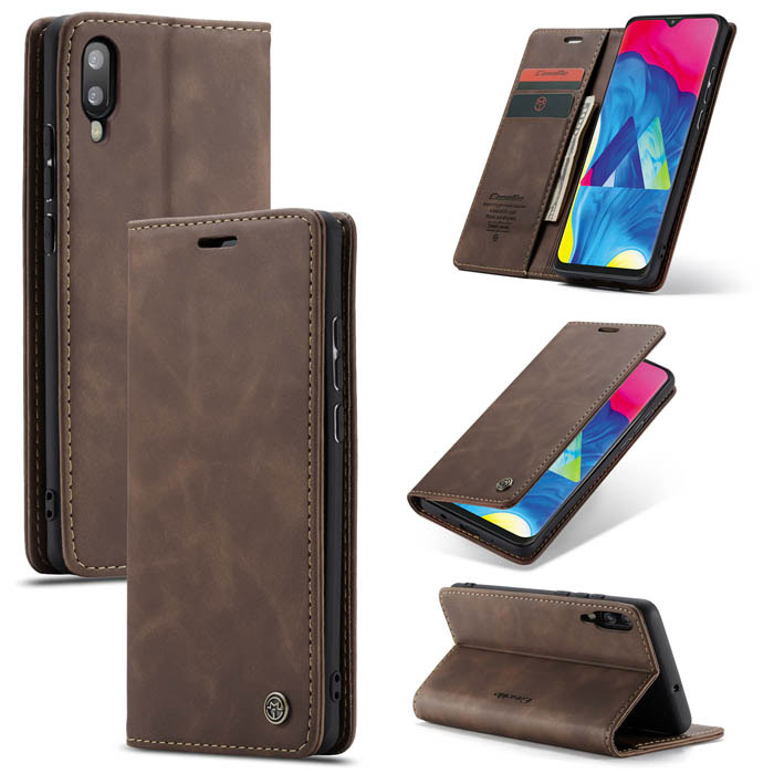 CaseMe Samsung Galaxy M10 Wallet Magnetic Kickstand Case Coffee - Click Image to Close