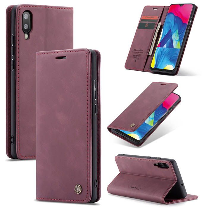 CaseMe Samsung Galaxy M10 Wallet Magnetic Kickstand Case Red - Click Image to Close