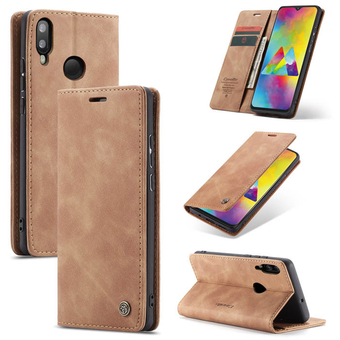 CaseMe Samsung Galaxy A10 Wallet Magnetic Stand Case Brown - Click Image to Close