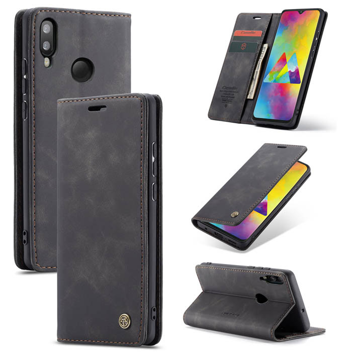 CaseMe Samsung Galaxy M20 Wallet Magnetic Stand Case Black - Click Image to Close