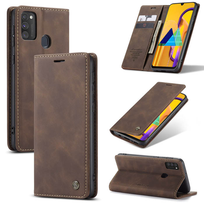 CaseMe Samsung Galaxy M30S/M21 Wallet Magnetic Case Coffee - Click Image to Close