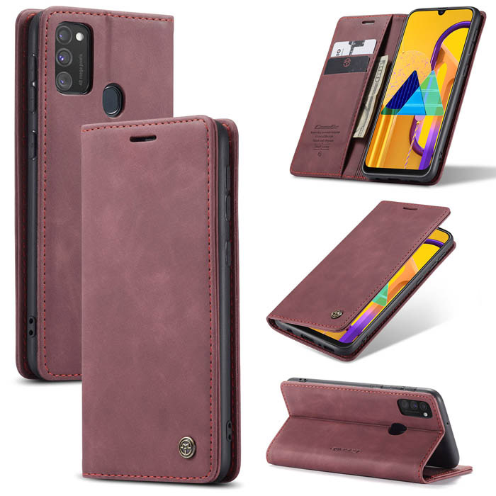 CaseMe Samsung Galaxy M30S/M21 Wallet Magnetic Case Red - Click Image to Close