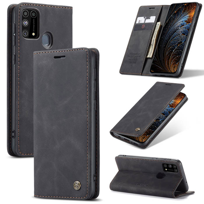CaseMe Samsung Galaxy M31 Wallet Magnetic Flip Case Black - Click Image to Close