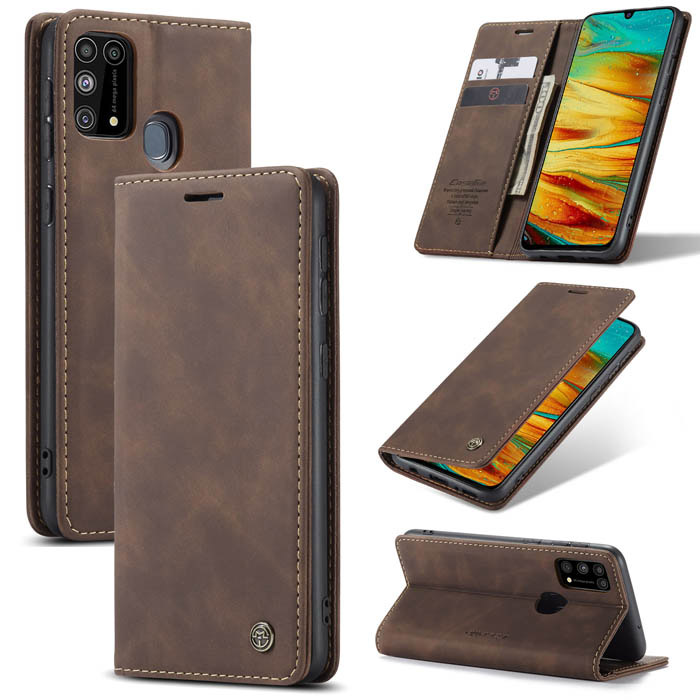CaseMe Samsung Galaxy M31 Wallet Magnetic Flip Case Coffee - Click Image to Close