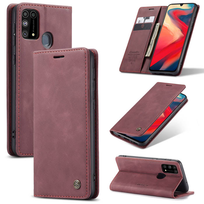 CaseMe Samsung Galaxy M31 Wallet Magnetic Flip Case Red - Click Image to Close