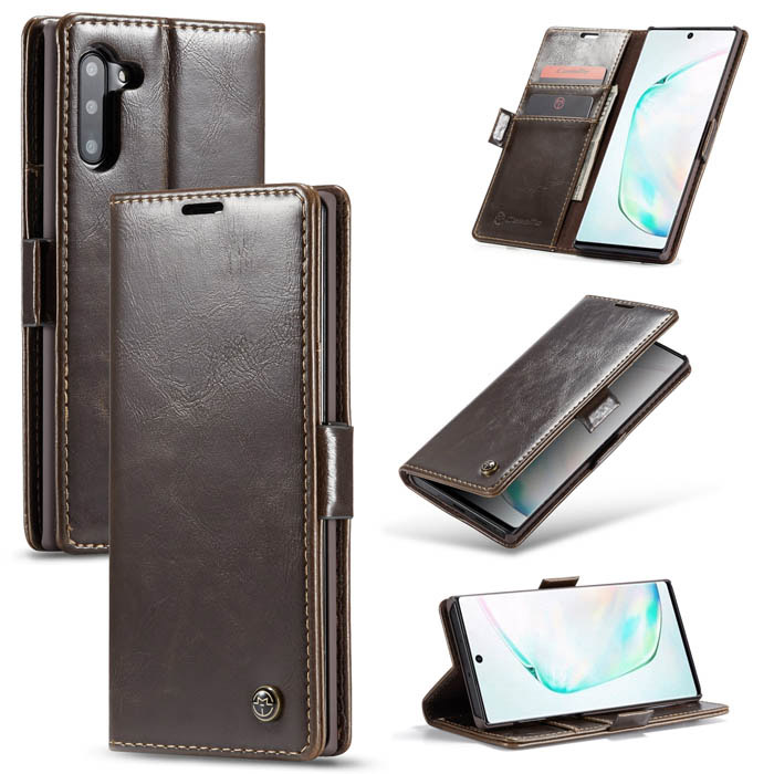 CaseMe Samsung Galaxy Note 10 Wallet Magnetic Flip Case Brown