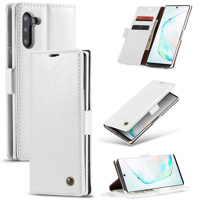CaseMe Samsung Galaxy Note 10 Wallet Magnetic Flip Case White