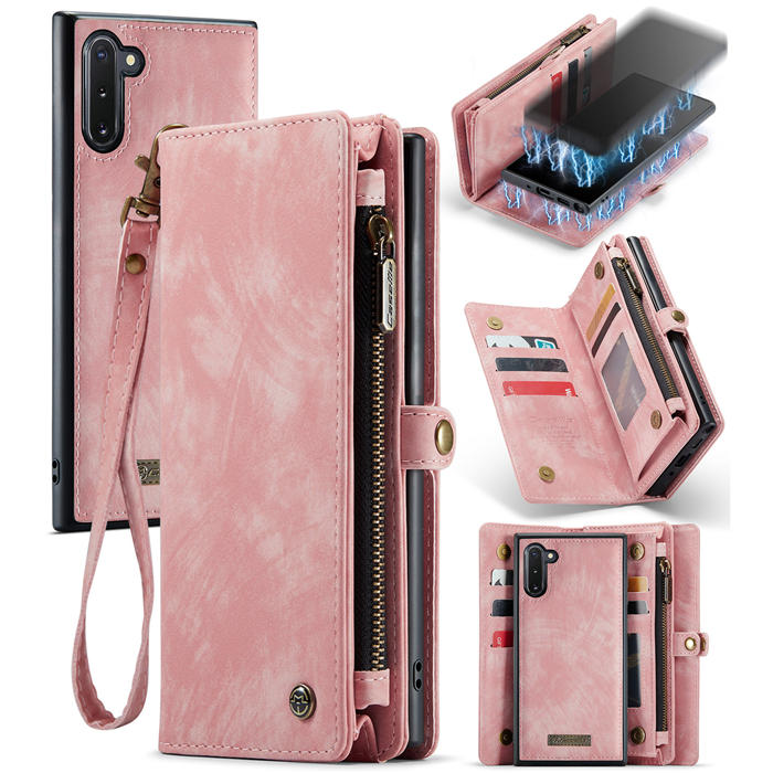 CaseMe Samsung Galaxy Note 10 Wallet Case with Wrist Strap Pink - Click Image to Close