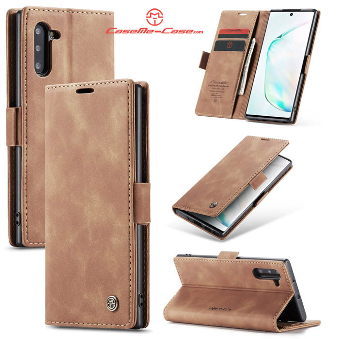 CaseMe Samsung Galaxy Note 10 Wallet Stand Magnetic Case Brown