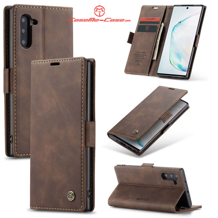 CaseMe Samsung Galaxy Note 10 Wallet Stand Magnetic Case Coffee
