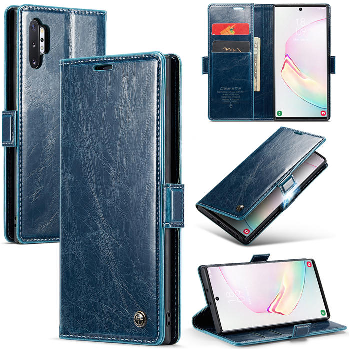 CaseMe Samsung Galaxy Note 10 Plus Wallet Magnetic Case Blue - Click Image to Close
