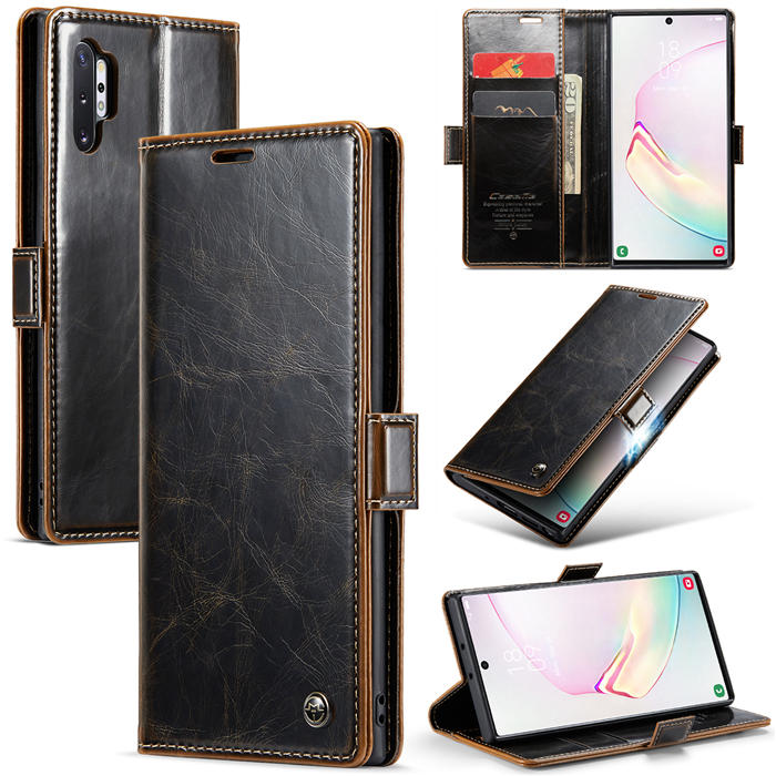 CaseMe Samsung Galaxy Note 10 Plus Wallet Magnetic Case Coffee - Click Image to Close