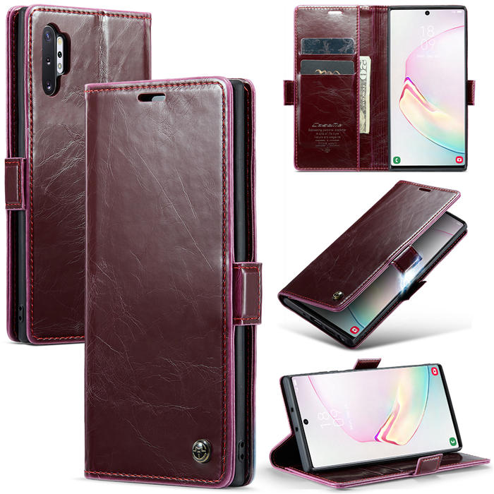 CaseMe Samsung Galaxy Note 10 Plus Wallet Magnetic Case Red - Click Image to Close
