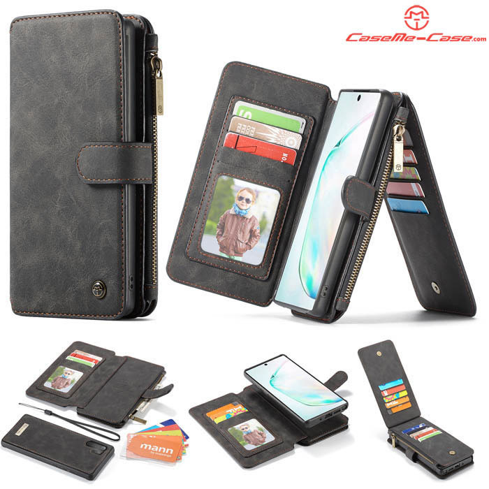 CaseMe Samsung Galaxy Note 10 Plus Zipper Wallet Magnetic Case Black