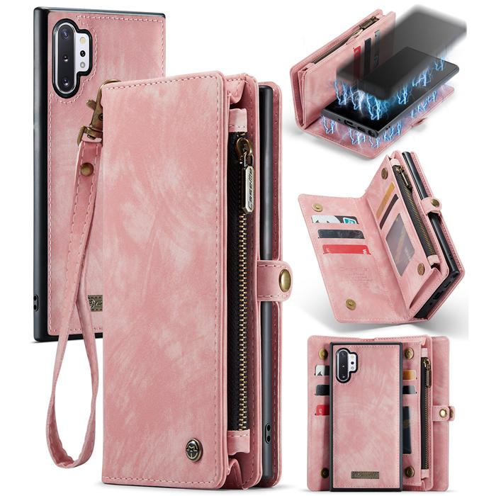 CaseMe Samsung Galaxy Note 10 Plus Wallet Case with Wrist Strap Pink - Click Image to Close