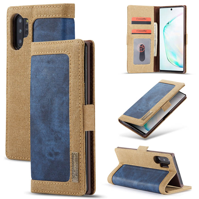 CaseMe Samsung Galaxy Note 10 Plus Canvas Wallet Stand Case Blue