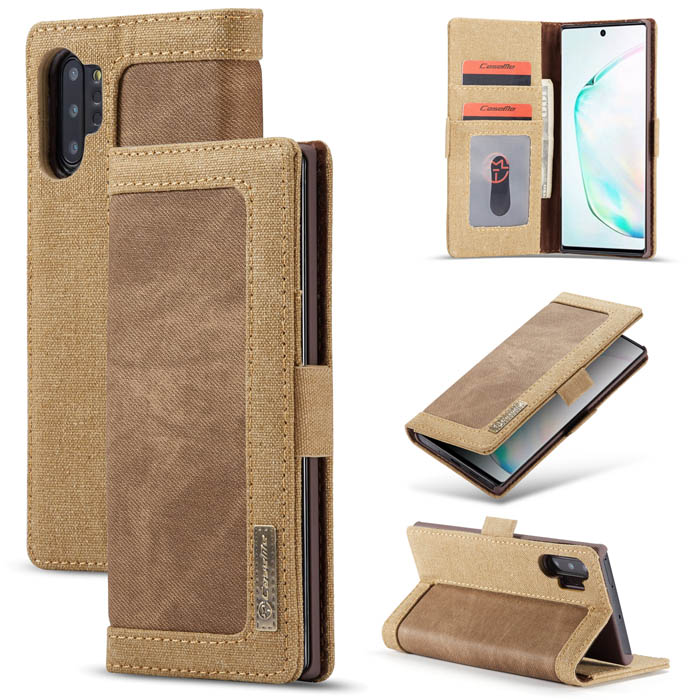 CaseMe Samsung Galaxy Note 10 Plus Canvas Wallet Stand Case Brown