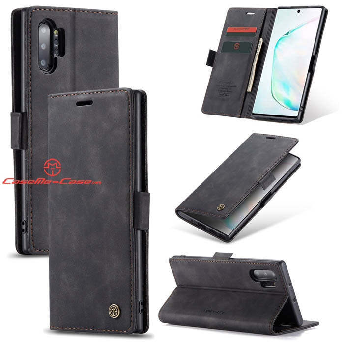 CaseMe Samsung Galaxy Note 10 Plus Wallet Kickstand Case Black - Click Image to Close