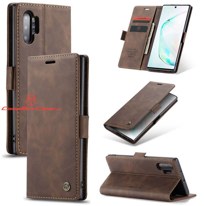 CaseMe Samsung Galaxy Note 10 Plus Wallet Magnetic Stand Case Coffee - Click Image to Close