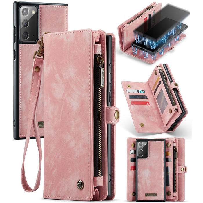 CaseMe Samsung Galaxy Note 20 Wallet Case with Wrist Strap Pink - Click Image to Close