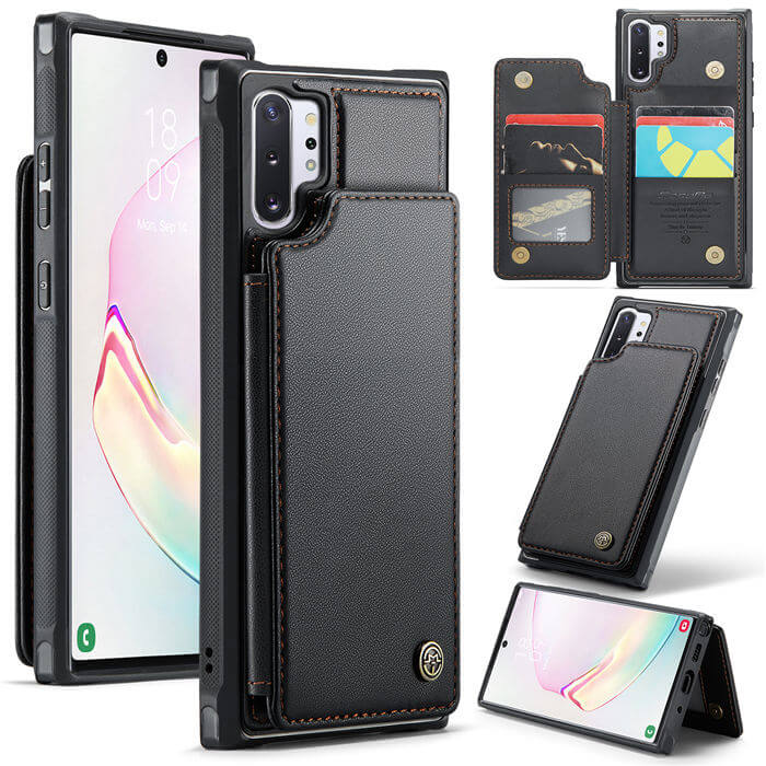 CaseMe Samsung Galaxy Note 10 Plus RFID Blocking Card Holder Case Black - Click Image to Close
