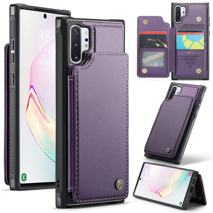 CaseMe Samsung Galaxy Note 10 Plus RFID Blocking Card Holder Case Purple - Click Image to Close