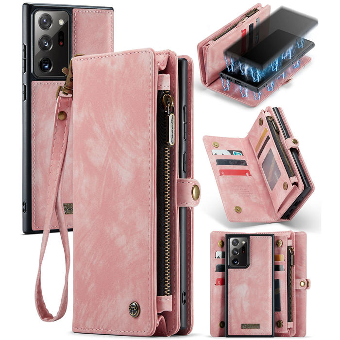CaseMe Samsung Galaxy Note 20 Ultra Wallet Case with Wrist Strap Pink - Click Image to Close