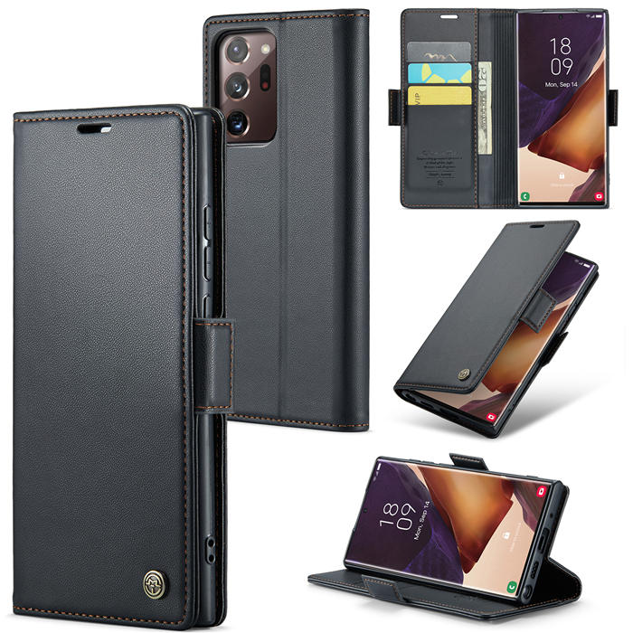 CaseMe Samsung Galaxy Note 20 Ultra Wallet RFID Blocking Magnetic Buckle Case Black