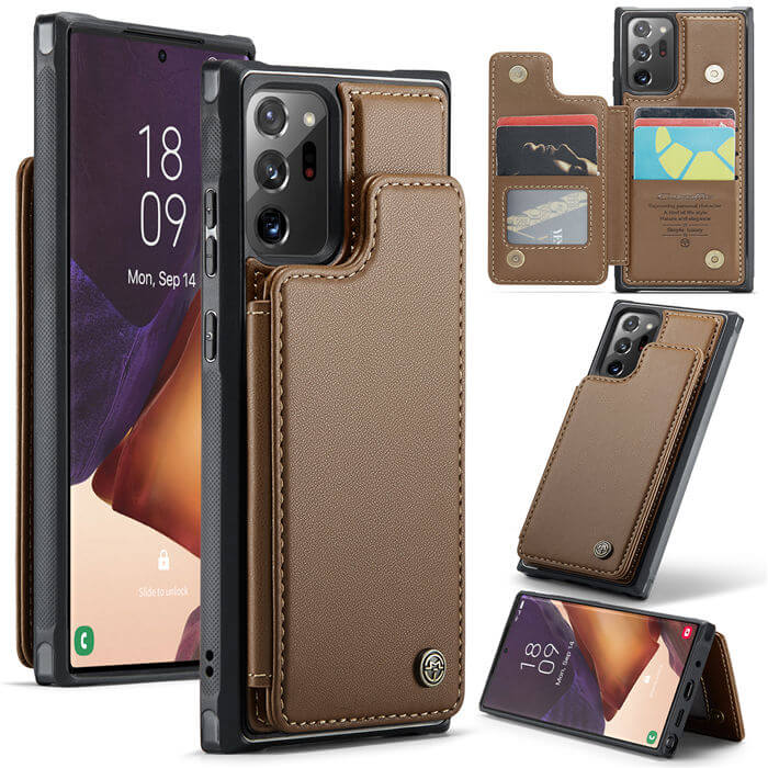CaseMe Samsung Galaxy Note 20 Ultra RFID Blocking Card Holder Case Brown - Click Image to Close