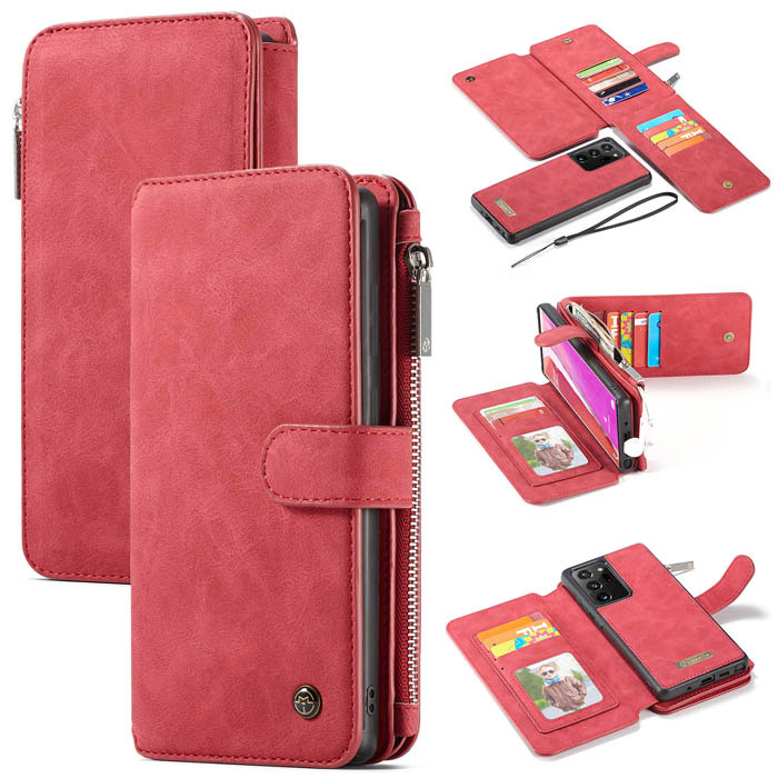 CaseMe Samsung Galaxy Note 20 Ultra Zipper Wallet Case Red