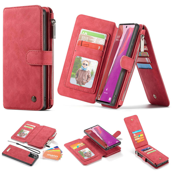 CaseMe Samsung Galaxy Note 20 Zipper Wallet Magnetic Case Red