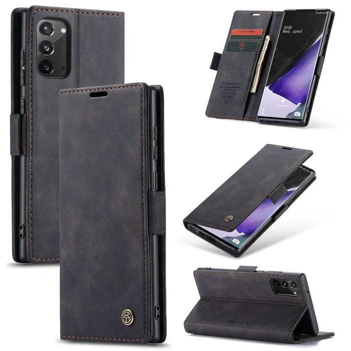 CaseMe Samsung Galaxy Note 20 Wallet Kickstand Flip Case Black