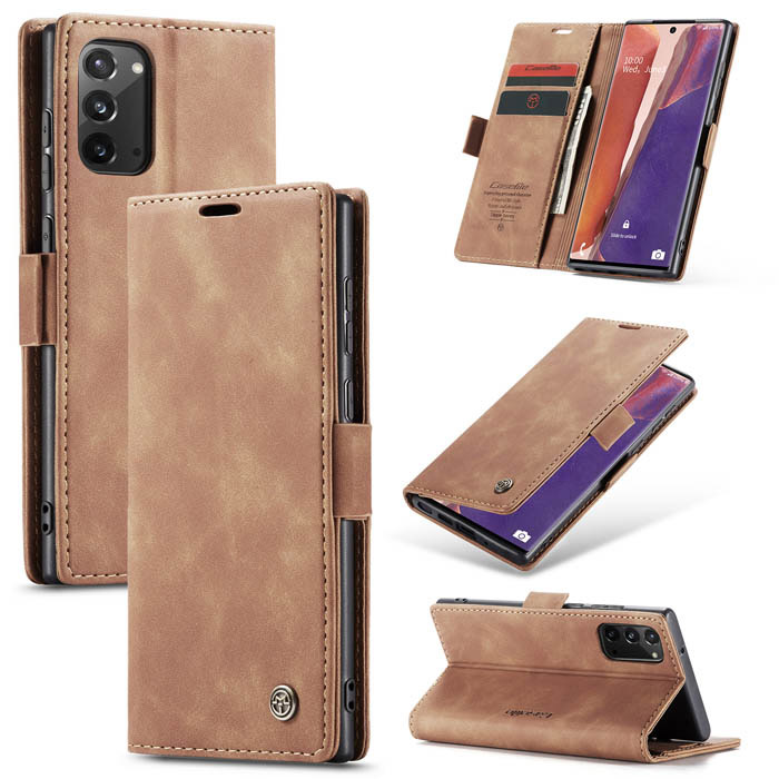 CaseMe Samsung Galaxy Note 20 Wallet Kickstand Flip Case Brown