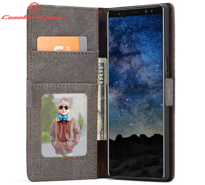 CaseMe Samsung Galaxy Note 9 Canvas Leather Wallet Magnetic Case