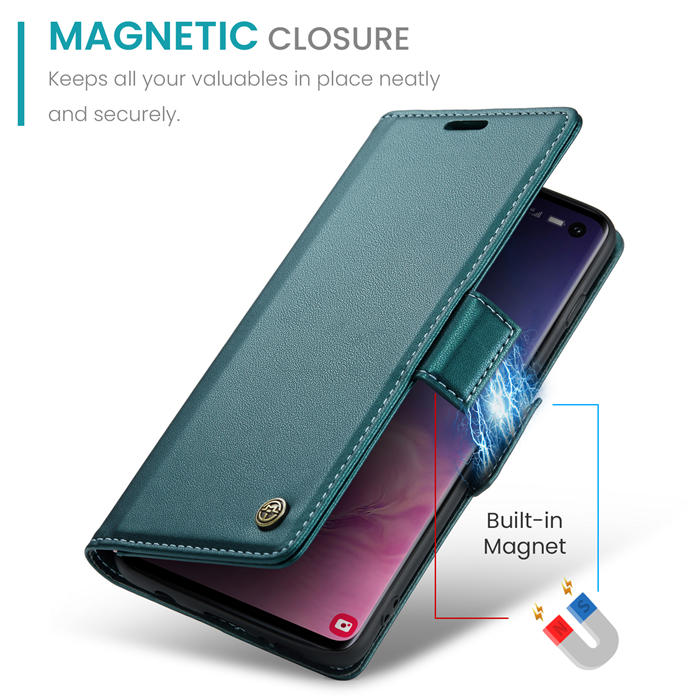 CaseMe Samsung Galaxy S10 Wallet RFID Blocking Magnetic Buckle Case