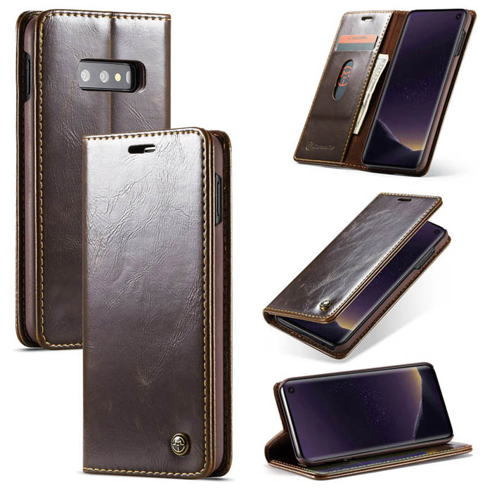 CaseMe Samsung Galaxy S10e Wallet Stand Magnetic Case Brown