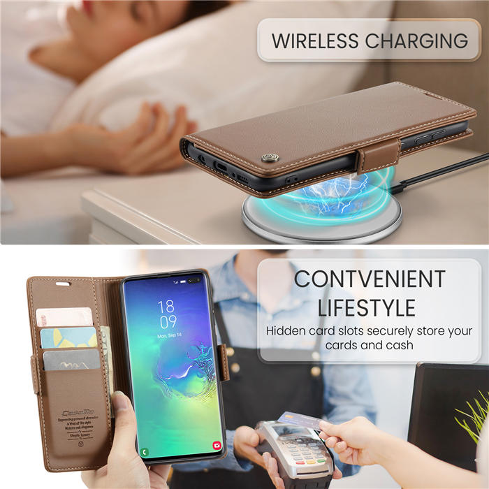 CaseMe Samsung Galaxy S10 Plus Wallet RFID Blocking Magnetic Buckle Case