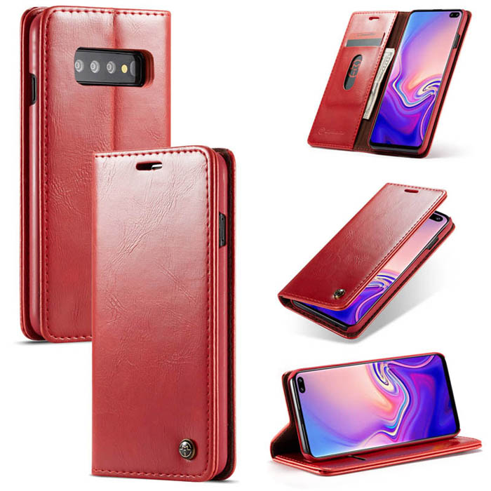 CaseMe Samsung Galaxy S10 Magnetic Flip Wallet Stand Case Red