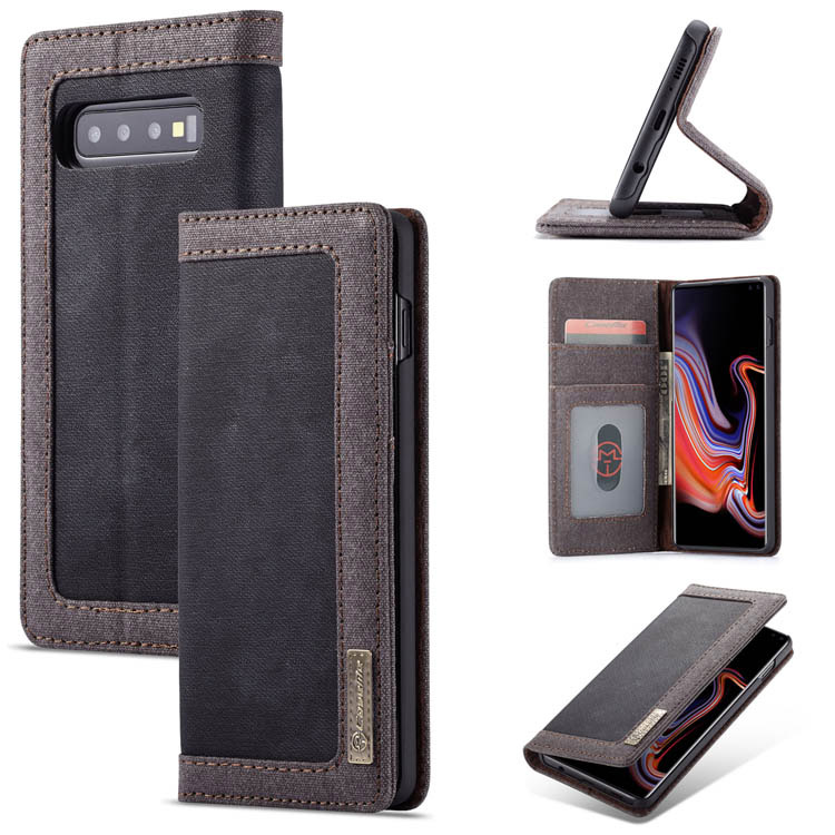 CaseMe Samsung Galaxy S10 Plus Canvas Magnetic Flip Wallet Case Black