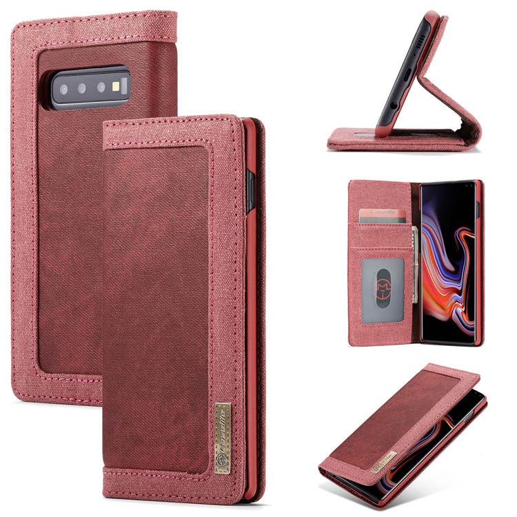 CaseMe Samsung Galaxy S10 Plus Canvas Magnetic Flip Wallet Case Red