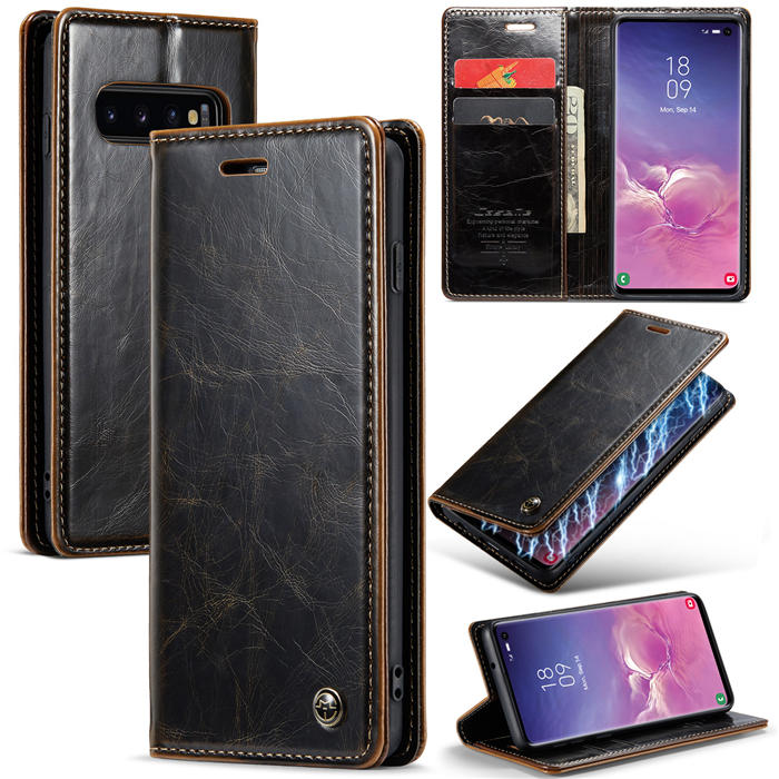 CaseMe Samsung Galaxy S10 Wallet Kickstand Magnetic Case Coffee - Click Image to Close