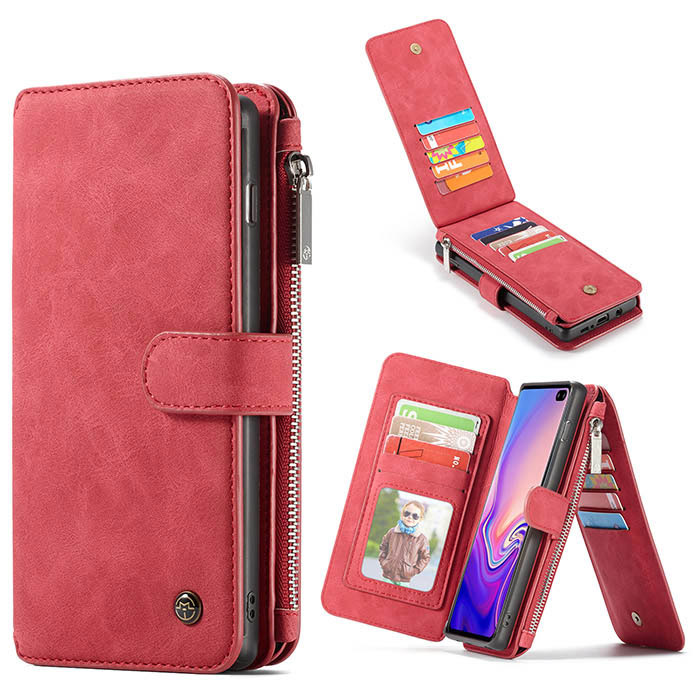 CaseMe Samsung Galaxy S10 5G Zipper Wallet Magnetic Case Red