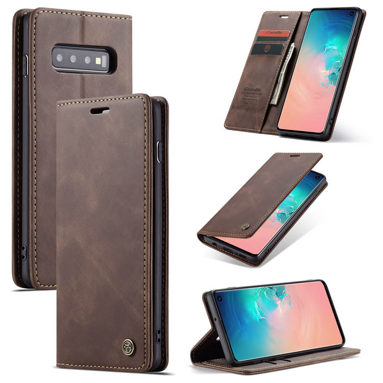 CaseMe Samsung Galaxy S10 Wallet Magnetic Stand Case Coffee