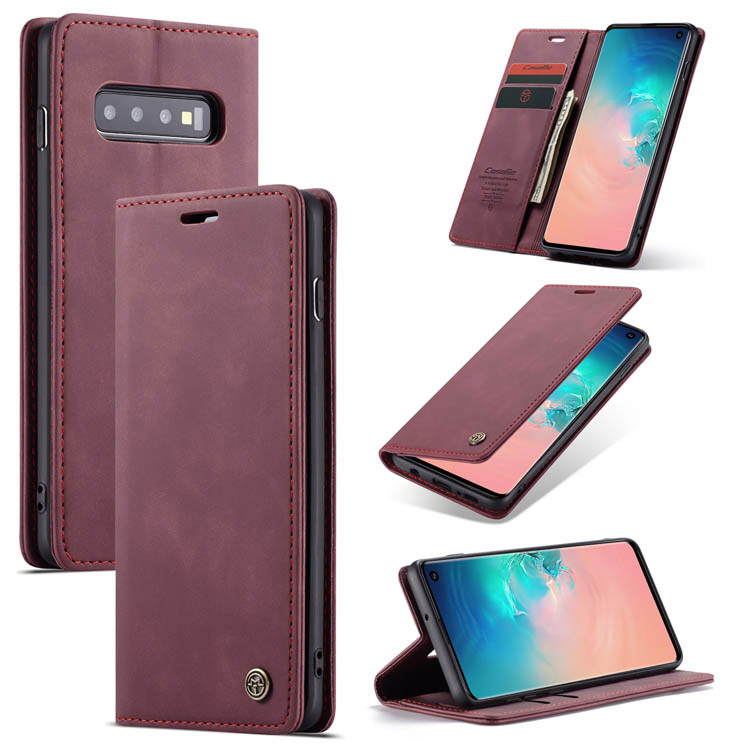 CaseMe Samsung Galaxy S10 5G Wallet Stand Magnetic Case Red - Click Image to Close