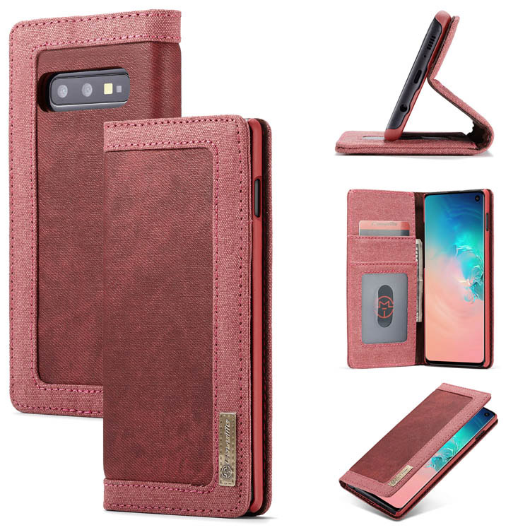 CaseMe Samsung Galaxy S10e Canvas Wallet Magnetic Flip Case Red