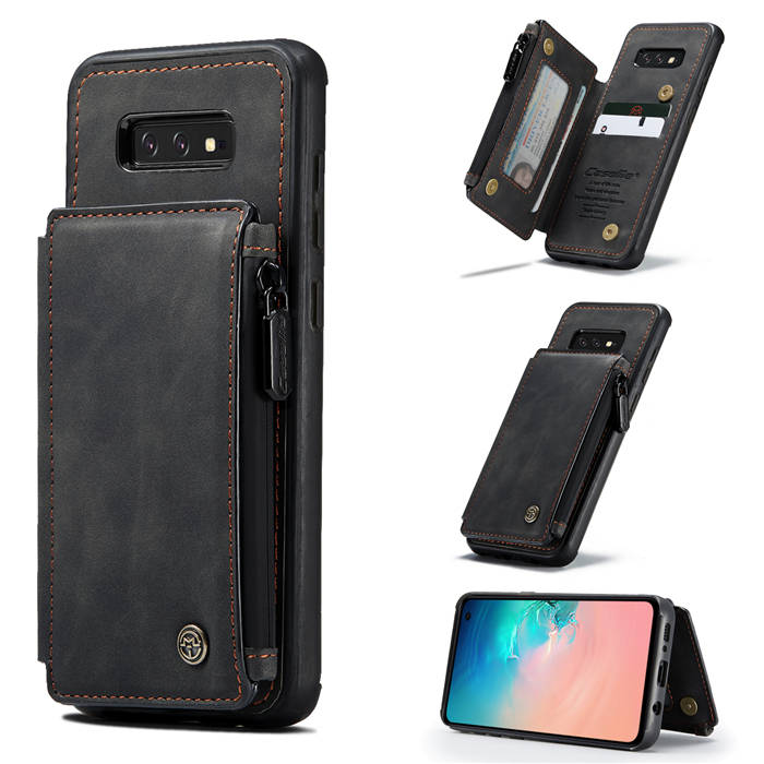 CaseMe Samsung Galaxy S10e Zipper Pocket Card Slots Cover Black