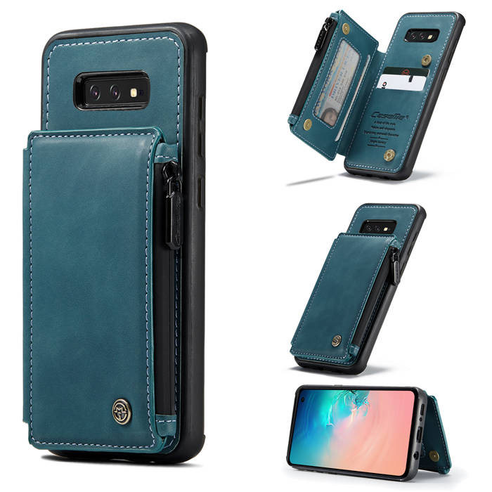 CaseMe Samsung Galaxy S10e Zipper Pocket Card Slots Cover Blue
